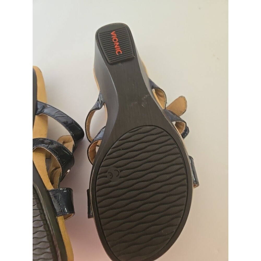 Vionic Women's 381 Park Radia Navy Blue Cork Wedge Sandals Shoes Size 6 M EUC - Picture 6 of 15